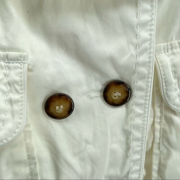 XOXO Women’s White Belted Lapel Casual Trench Coat Lightweight Jacket Small - Picture 10 of 17